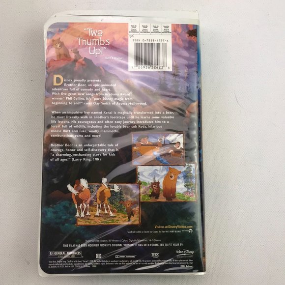 VHS Walt Disney Brother Bear Clamshell Animated Kids Family Movie Phil Collins - Picture 2 of 5